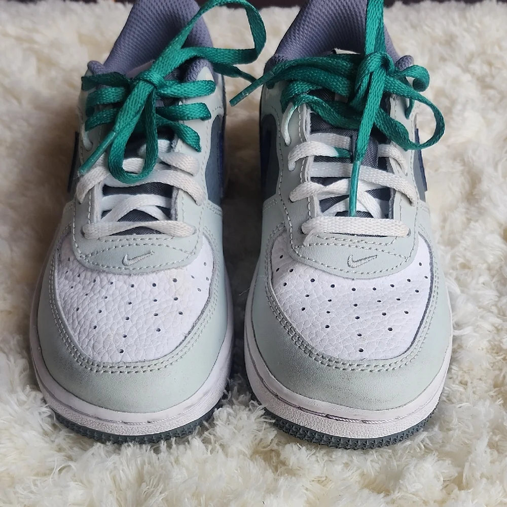 Nike Kids' Casual White & Mint Green Sneakers - Picture 1 of 6
